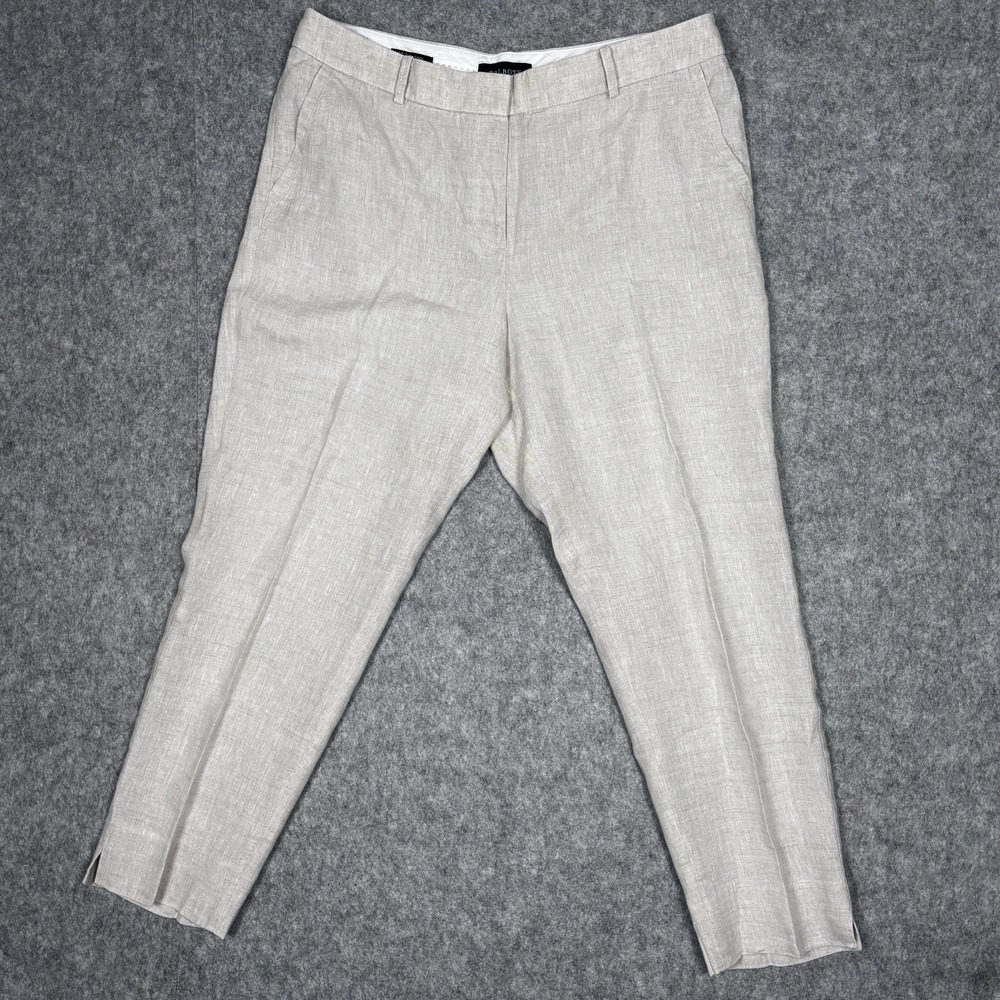 Talbots Linen Pants size 12 Beige color Slim Ankle